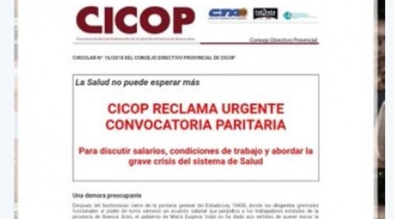 20180418 nac1 Profesionales de la salud nucleados en CICOP reclaman paritarias