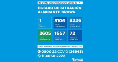 20200801 BROWN COVID Situación del coronavirus en Almirante Brown