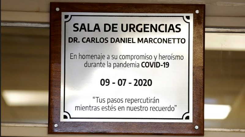20210713 BROWN HOMENAJES2 Dr Marconetto a la Sala de Urgencias