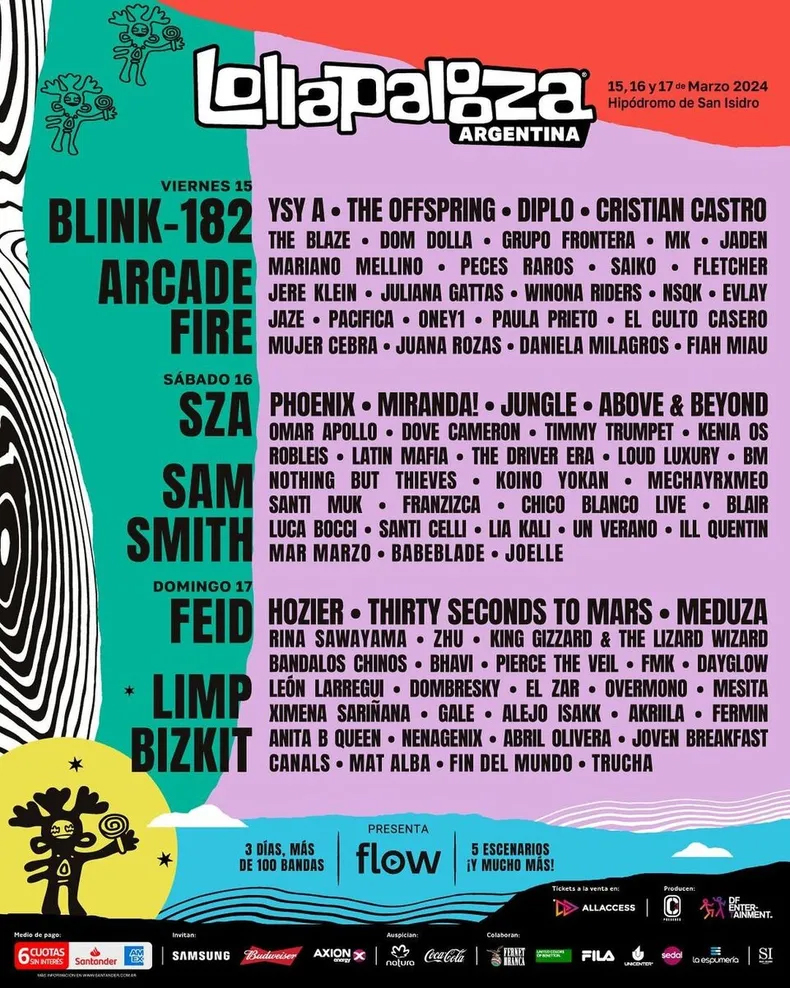 Conocé el explosivo lineup del Lollapalooza Argentina 2025 La Urbe