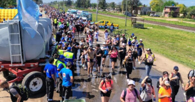 Peregrinación a Luján: el Municipio de Alte Brown entregó 22 mil litros de agua y asistió a 125 vecinos