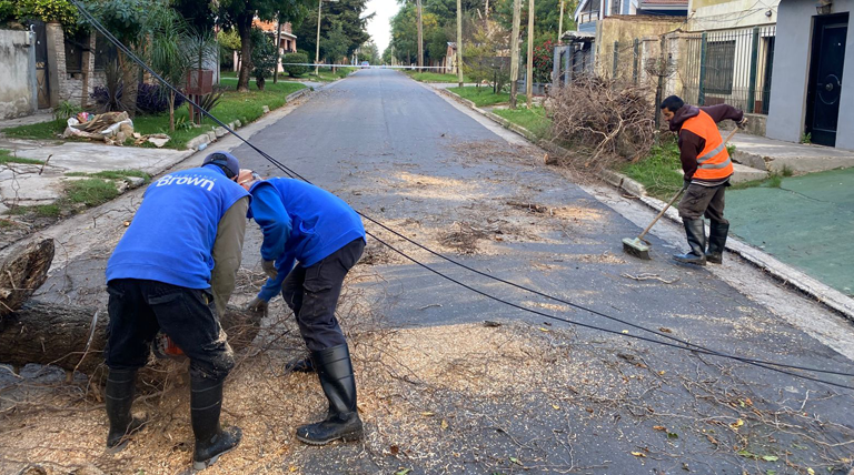 Alte Brown: los equipos del Municipio continúan trabajando para mitigar los efectos de la tormenta 2 20260404 Brown tormenta1 tormenta