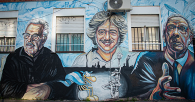 Un nuevo mural en homenaje a Raúl Soldi recibe a quienes ingresan a Alte Brown